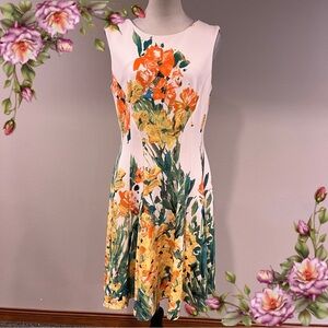 Liz Claiborne Floral sleeveless stretchy Midi Dress size 10